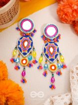 Odyaman- The Vibrant Rainfall- Stones, Sequins and Mirrors Embroidered Earrings