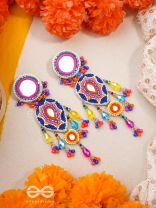 Odyaman- The Vibrant Rainfall- Stones, Sequins and Mirrors Embroidered Earrings