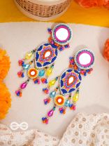 Odyaman- The Vibrant Rainfall- Stones, Sequins and Mirrors Embroidered Earrings