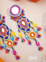 Odyaman- The Vibrant Rainfall- Stones, Sequins and Mirrors Embroidered Earrings