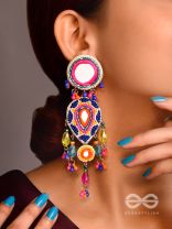 Odyaman- The Vibrant Rainfall- Stones, Sequins and Mirrors Embroidered Earrings