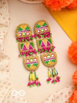 Udyaanaka- The Graceful Garden- Stones, Sequins and Resham Embroidered Earrings