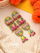 Udyaanaka- The Graceful Garden- Stones, Sequins and Resham Embroidered Earrings