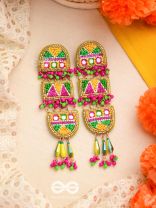 Udyaanaka- The Graceful Garden- Stones, Sequins and Resham Embroidered Earrings