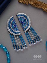 Maskarin- The Blue Moon- Glass Beads & Sequins Embroidered Earrings