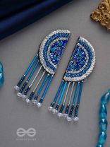 Maskarin- The Blue Moon- Glass Beads & Sequins Embroidered Earrings