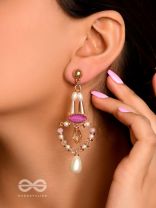 The Pearly Lilypad- Golden Embellished Earrings