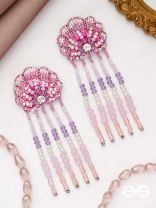 Srautika- The Pearl Shell - Pearls, Stones and Sequins Embroidered Earrings