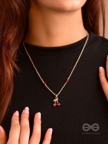  Cherry on the Cake- Golden Embellished Necklace