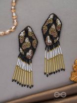 Dhyama- The Black Beauty- Stones and Glass Beads Embroidered Earrings