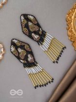 Dhyama- The Black Beauty- Stones and Glass Beads Embroidered Earrings
