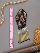 Dhyama- The Black Beauty- Stones and Glass Beads Embroidered Earrings