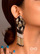 Dhyama- The Black Beauty- Stones and Glass Beads Embroidered Earrings
