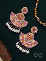 Araka- The Fragrant Garden- Stones, Resham and Pearl Drops Embroidered Earrings