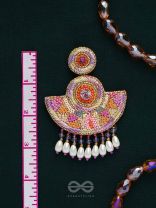 Araka- The Fragrant Garden- Stones, Resham and Pearl Drops Embroidered Earrings