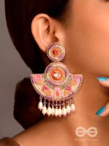 Araka- The Fragrant Garden- Stones, Resham and Pearl Drops Embroidered Earrings