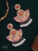 Araka- The Fragrant Garden- Stones, Resham and Pearl Drops Embroidered Earrings