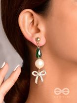 The Bow Bling- Golden Pearl Earrings