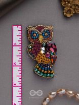 Krushika- The Majestic Owl- Stones, Resham and Sequins Embroidered Earrings