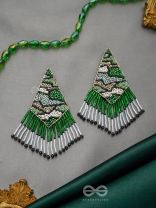 Rauhineya- The Luminous Emerald- Sequins and Glass Beads Embroidered Earrings