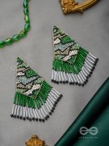 Rauhineya- The Luminous Emerald- Sequins and Glass Beads Embroidered Earrings