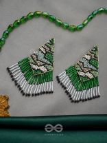 Rauhineya- The Luminous Emerald- Sequins and Glass Beads Embroidered Earrings