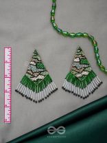 Rauhineya- The Luminous Emerald- Sequins and Glass Beads Embroidered Earrings