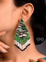Rauhineya- The Luminous Emerald- Sequins and Glass Beads Embroidered Earrings