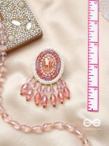 Praatika- The Pink Rose- Pearls and Glass Drops Embroidered Earrings