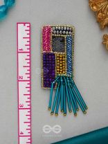 Srava- The Vibrant Waterfall- Beads and Bugle Glass Pipes Embroidered Earrings