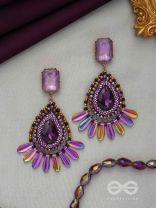 Shraayava- The Blooming Flower-  Stones and Glass Beads Embroidered Earrings