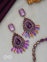 Shraayava- The Blooming Flower-  Stones and Glass Beads Embroidered Earrings