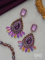 Shraayava- The Blooming Flower-  Stones and Glass Beads Embroidered Earrings