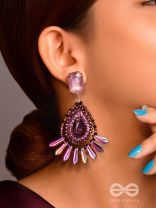 Shraayava- The Blooming Flower-  Stones and Glass Beads Embroidered Earrings