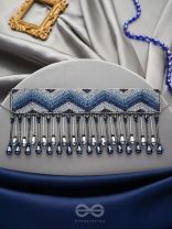 Adrisha- The Indigo Hills- Glass Beads & Mirror Lace Embroidered Choker Necklace
