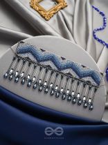 Adrisha- The Indigo Hills- Glass Beads & Mirror Lace Embroidered Choker Necklace