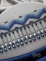 Adrisha- The Indigo Hills- Glass Beads & Mirror Lace Embroidered Choker Necklace