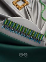 Vapraa- The Flower Bed- Glass Beads & Glass Drops Embroidered Choker Necklace