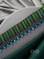 Vapraa- The Flower Bed- Glass Beads & Glass Drops Embroidered Choker Necklace