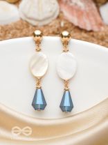 The Midnight Sea- Golden Shell & Beads Earrings