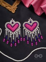 Trasa- The Crimson Heart- Pearls & Stones Embroidered Earrings