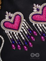 Trasa- The Crimson Heart- Pearls & Stones Embroidered Earrings