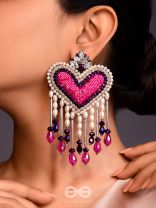 Trasa- The Crimson Heart- Pearls & Stones Embroidered Earrings