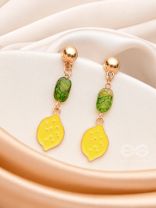 The Lemon Twist- Golden Enamelled Earrings