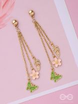The Spring Butterfly- Golden Enamelled CZ Earrings 
