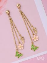 The Spring Butterfly- Golden Enamelled CZ Earrings 