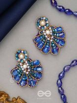 Vrikshagra- The Indigo Crown- Pearls, Beads & Sequins Embroidered Earrings