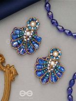 Vrikshagra- The Indigo Crown- Pearls, Beads & Sequins Embroidered Earrings