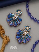 Vrikshagra- The Indigo Crown- Pearls, Beads & Sequins Embroidered Earrings
