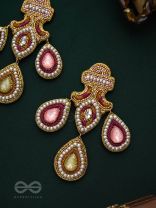 Adhiruh- The Enchanted Throne- Pearls & Stones Embroidered Earrings